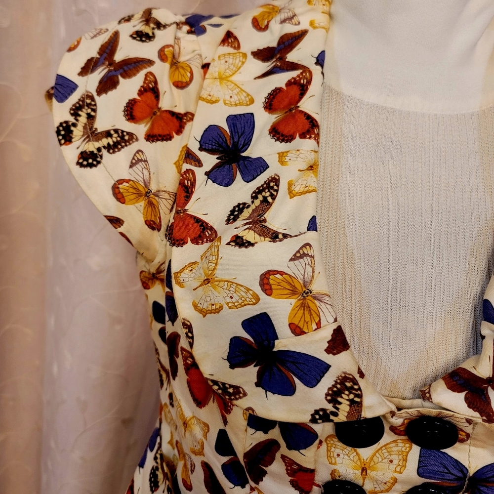 Anthropologie Elevenses Butterfly cap sleeve blazer jacket buttonup cardigan top - Picture 3 of 11